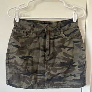 PrettyLittleThing Camouflage Mini Denim Skirt